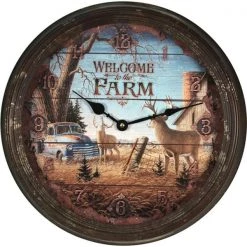 Rivers Edge Products Various gifts 15-Inch Clock -Deer Scene