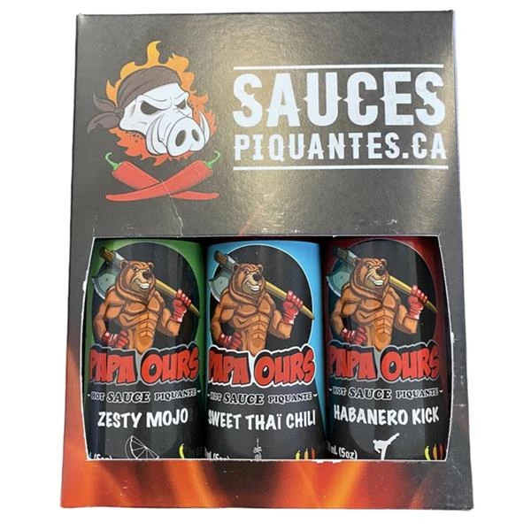 Sauces piquantes Various gifts Papa Ours Hot Sauces Gift Box 3 Sauces piquantes Various gifts Papa Ours Hot Sauces Gift Box