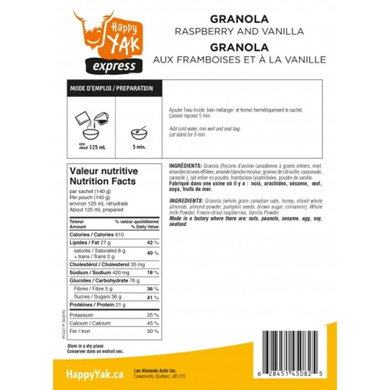 Happy Yak Camping food Raspberry and Vanilla Granola 4 Happy Yak Camping food Raspberry and Vanilla Granola - Image 2